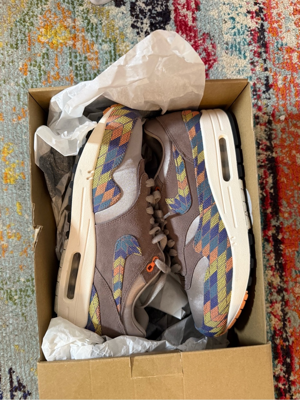 Nike Suede Sneaker Multicolor Mosaic Panels Worn Once Like new Box included